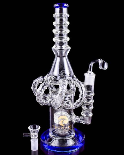 Tsunami Glass – Octopus Vortex Showerhead Perc Recycler Bong/Dab Rig