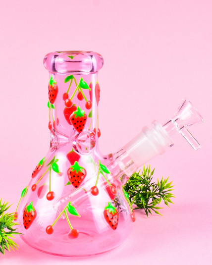 Double Cherry Glow In The Dark Mini Beaker Bong