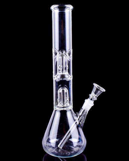 12" Twin Dome Percolators Bong - Clear