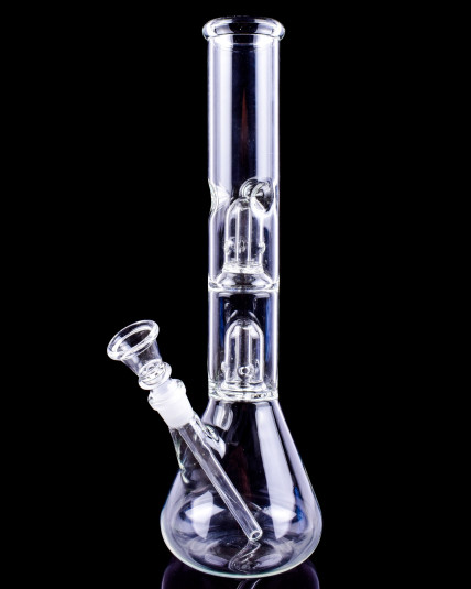 12" Twin Dome Percolators Bong - Clear