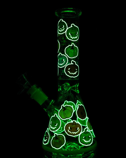 Colorful Evil Pumpkin Glow In The Dark Beaker Bong