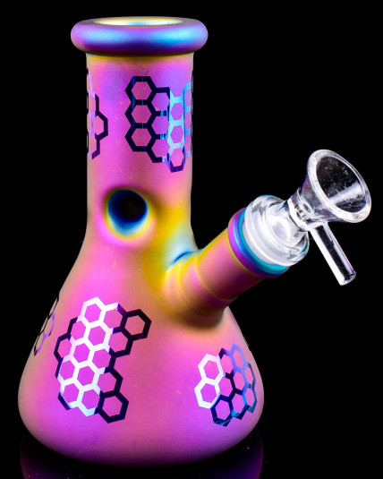 Honey Haze Frosted Beaker Bong – Iridescent Purple