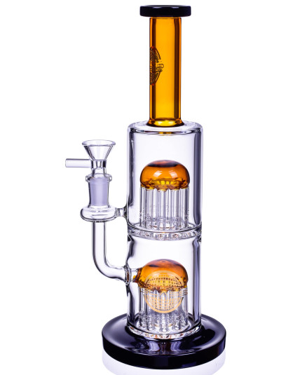 The Warrior - 11" Heavy Double Tree Perc Bong Water Pipe On Duty - Assorted Colors