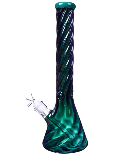 Smoker's Tornado - 16" Thick Heavy Beaker Base Bong - Teal / Green