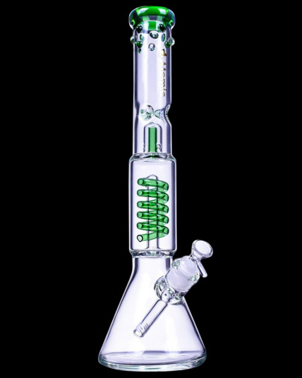 Nucleus - Atomic Glass 18" Inline to Coil Perc Beaker Bong