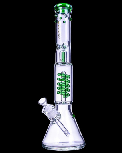 Nucleus - Atomic Glass 18" Inline to Coil Perc Beaker Bong 