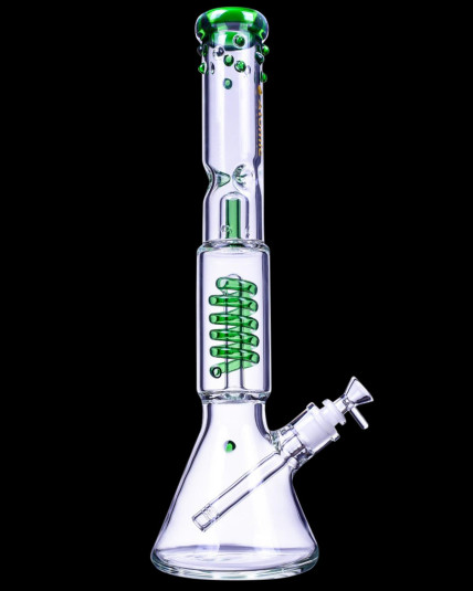 Nucleus - Atomic Glass 18" Inline to Coil Perc Beaker Bong 
