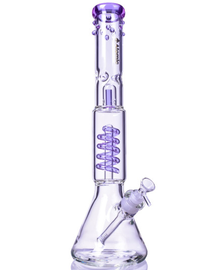 Nucleus - Atomic Glass 18" Inline to Coil Perc Beaker Bong - Purple