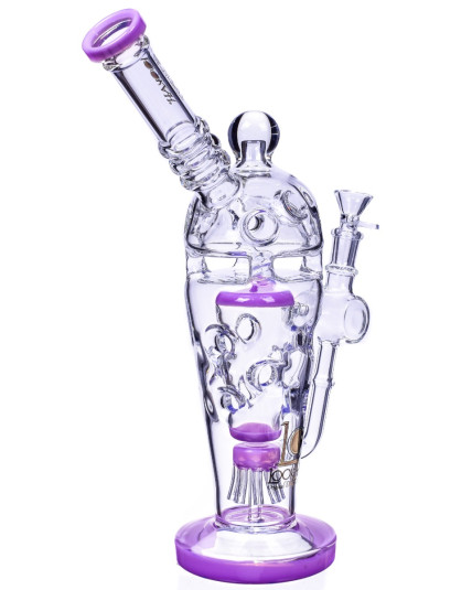 The Trophy - Lookah® Glass Dab Rig Swiss Percolator Water Pipe - Milk Purple
