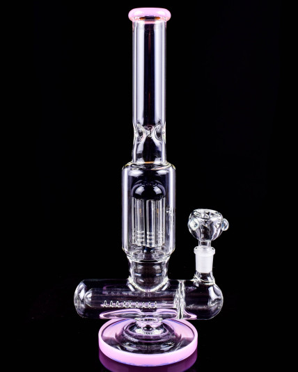 Atomic Glass Inline Perc with Tree Perc Bong - Pink