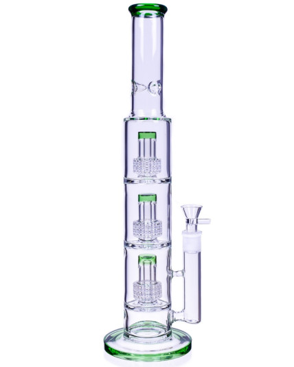 Bong Tower - 18" Triple Showerhead Perc Straight Bong - Green