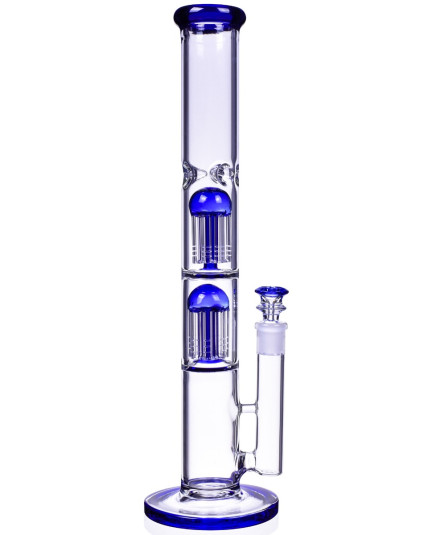 17" Double Tree Perc Straight Bong - Royal Blue