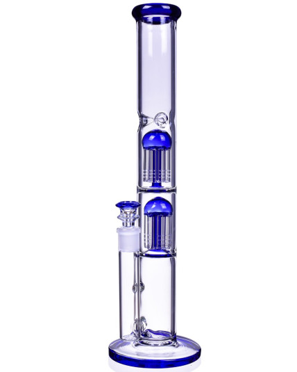 17" Double Tree Perc Straight Bong - Royal Blue