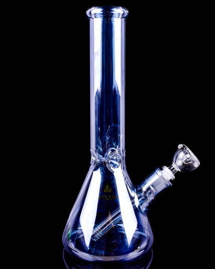 Atomic Glass - 14" Thick Shiny Beaker Bong - Steel Blue
