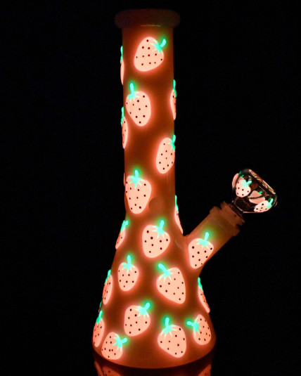 Strawberry Starlight Glow In The Dark Beaker Bong