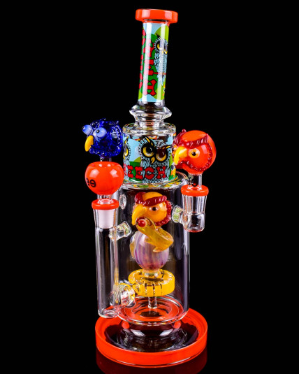Cheech Glass – Owls Just Wanna Get High Bong w/ 2 Glass Hand Pipes