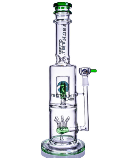 GlacierGush - Tsunami Glass -  15" Sprinkler Cube Perc Bong