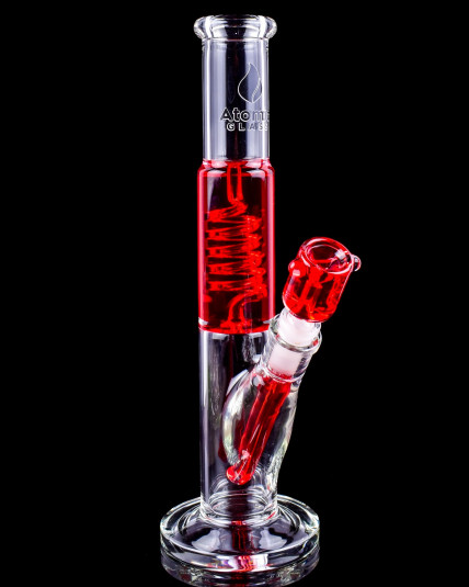 Frozen Helix - Atomic Glass - 12" Coil Perc Glycerin Bong - Red