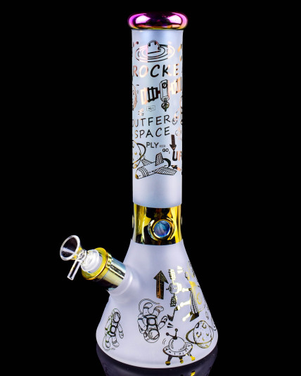 Cosmic Outpost - 14” 7mm Thick Frosted Beaker Bong