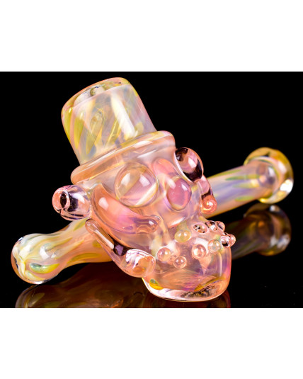 The Skull Magician - 7" Golden Fumed Hammer Bubbler