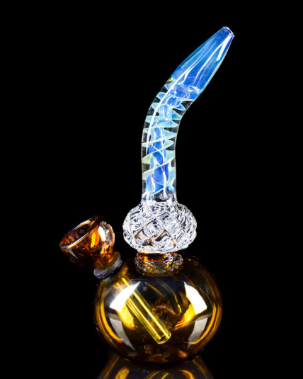 5" Spiral Tilted Mini Bong - Crystal Fumed