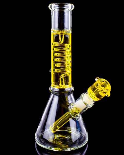 Atomic Glass Glycerin Coil Perc Beaker Bong - Yellow