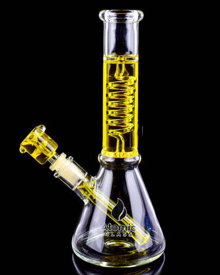 Atomic Glass Glycerin Coil Perc Beaker Bong - Yellow