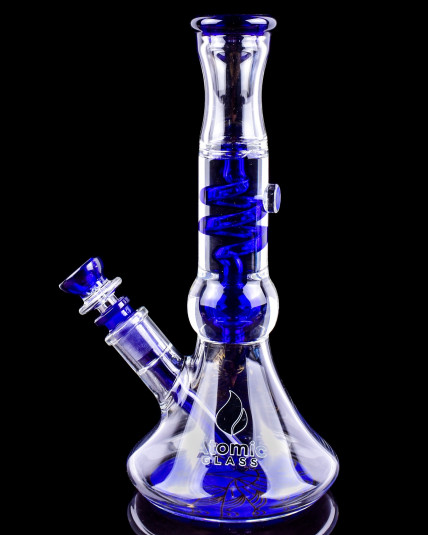 Atomic Glass Glycerin Coil Perc UFO Beaker Bong - Blue