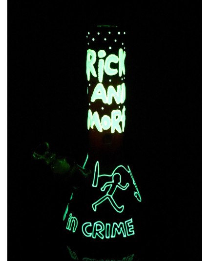 Partners in Crime Space Adventure - 13" Rick and Morty Inspired Bong - Glow In The Dark Beaker Bong