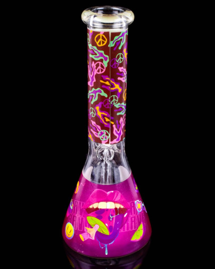 Festival Fare - Tall Glass with Retro Rave Design Bong 