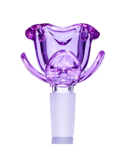 Glass Rose Bowl 14mm Male Dry Herb - Purple