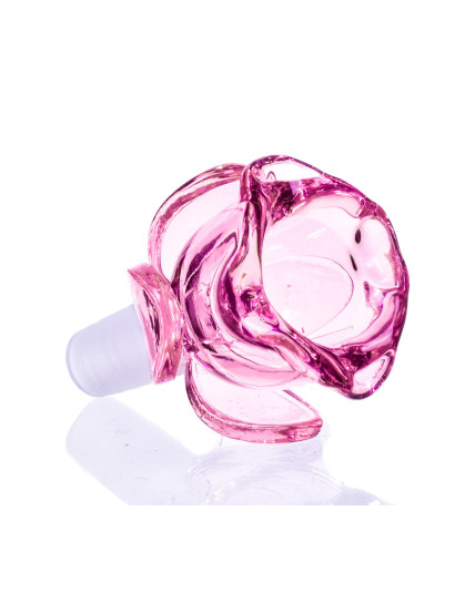 Glass Rose Bowl 14mm Male Dry Herb - Pink 