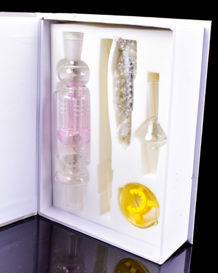 The Tree Trunk - Colorful 14MM Nectar Collector Set with 6 Arm Tree Perc - Pink