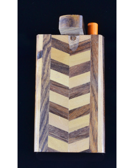 Fancy Wooden Dugout  Box - Includes Cig Pipe - Angular Design
