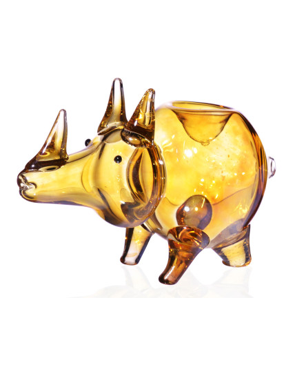 Rhino Animal Glass pipe Golden Fumed