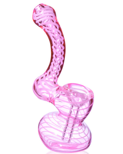 4" Mini Swirled Bubbler Pipe - Pink