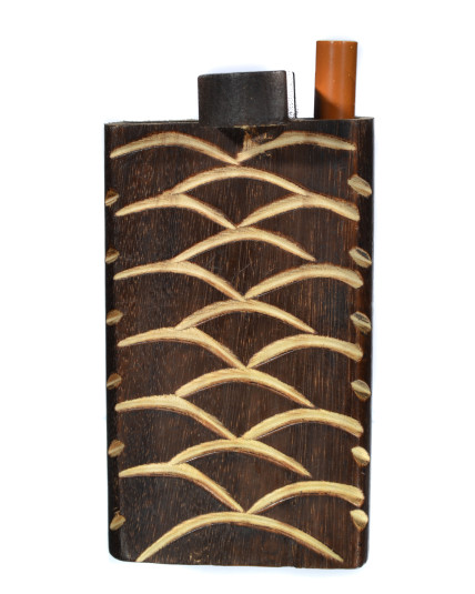 Fancy Wooden Dugout - Includes Cig Pipe - Dark Brown - waves 