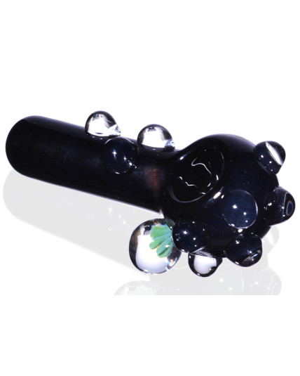 Bloom Despite the Dark - 4” Black Hand Pipe Covered in Clear Bubbles (One Contains a Flower)