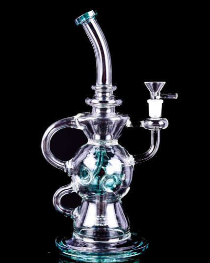 Crystal Casecade - 3 Arm Faberge Showerhead Recycler Bong/Dab Rig