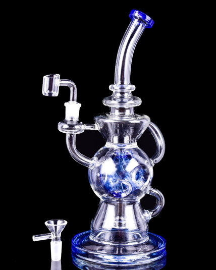 Crystal Casecade - 3 Arm Faberge Showerhead Recycler Bong/Dab Rig