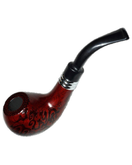 5.5" Dark Carved wooden pipe With Case