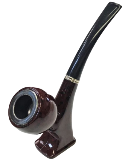 6" Durable Dark Spotted Standing Sherlock Wooden Pipe - Dark N Spotted