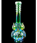 Nocturnal Hoot - 12" Glow In The Dark Owl Bong - Green Iridescent