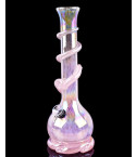 Blushing Blossom - 12" Flower Vase Wire Wrapped Round Base Bong - Black Beauty
