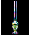 16" Glow In The Dark Eyes Skull Bong - Green Rainbow