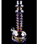 Spiral Chamber Wire Wrapped Round Base Bong - Black