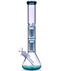 16" Double Tree Perc Bong with Down Stem and Matching Bowl - Teal
