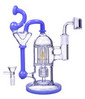 The Smiler - 9” Dual Perc Bong Dab Rig - Milk Blue