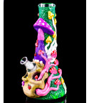 Mushroom Meadow - 13" 3D Alice Mushroom Glow In The Dark Beaker Bong