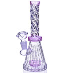 Thunder's Calli'n - 8" Spiral Design Matrix Perc Beaker Bong - Pink